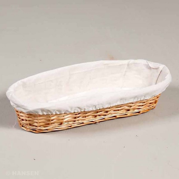 Brotkorb oval aus heller Naturweide mit herausnehmbaren Textilfutter